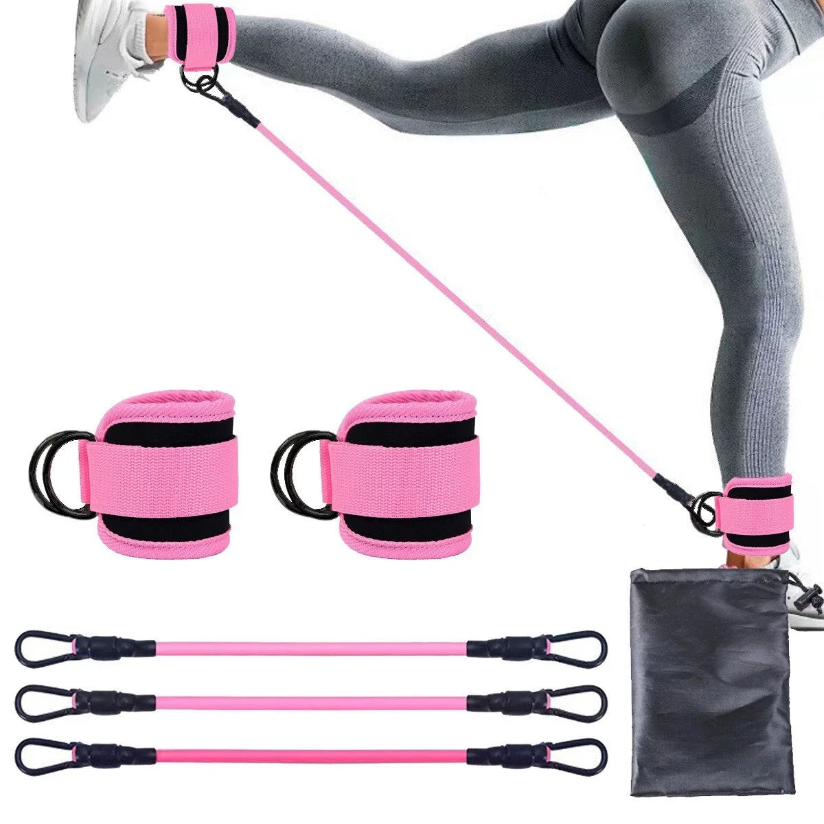 Resistance Band Set with Ankle Straps - Leg & Booty Trainer