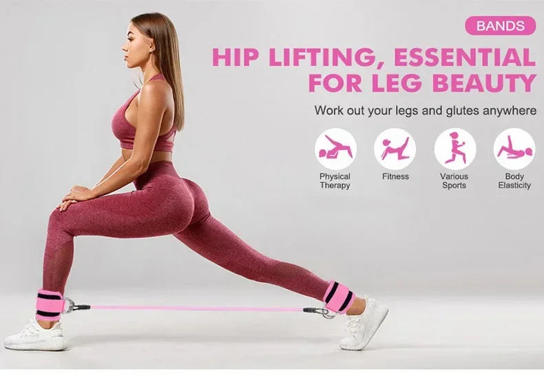 Resistance Band Set with Ankle Straps - Leg & Booty Trainer