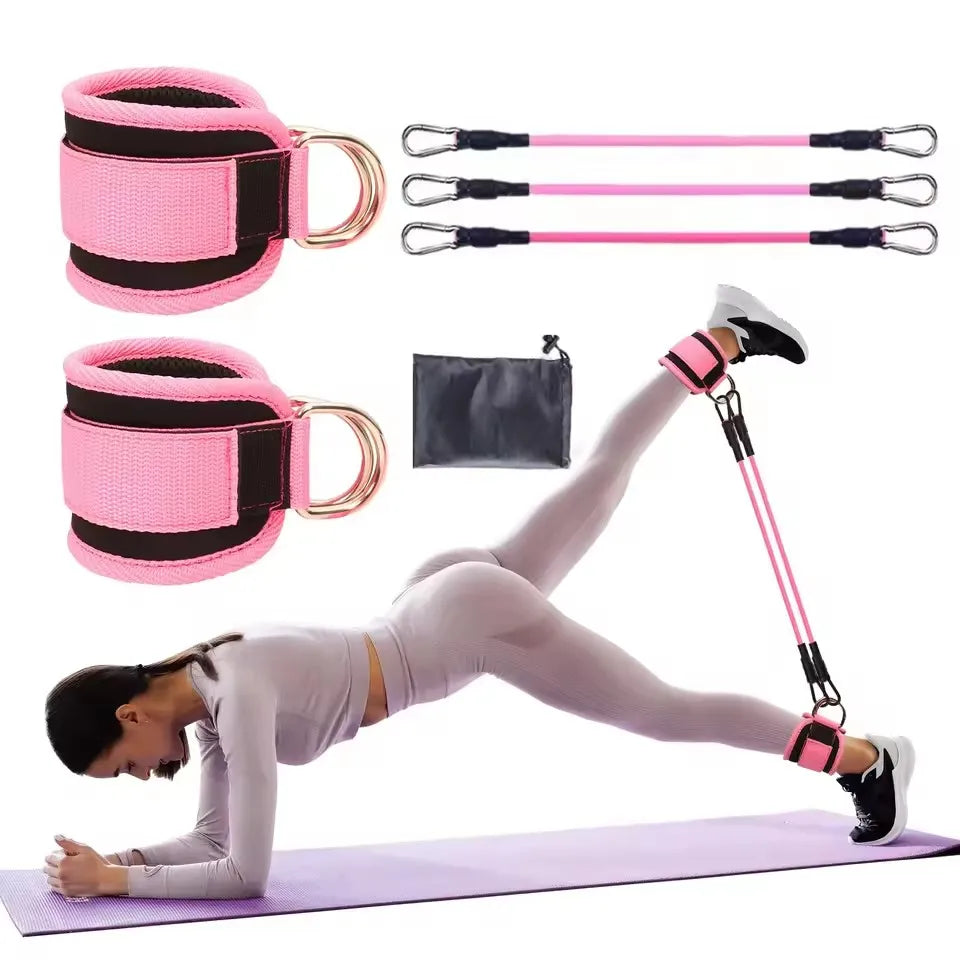 Resistance Band Set with Ankle Straps - Leg & Booty Trainer