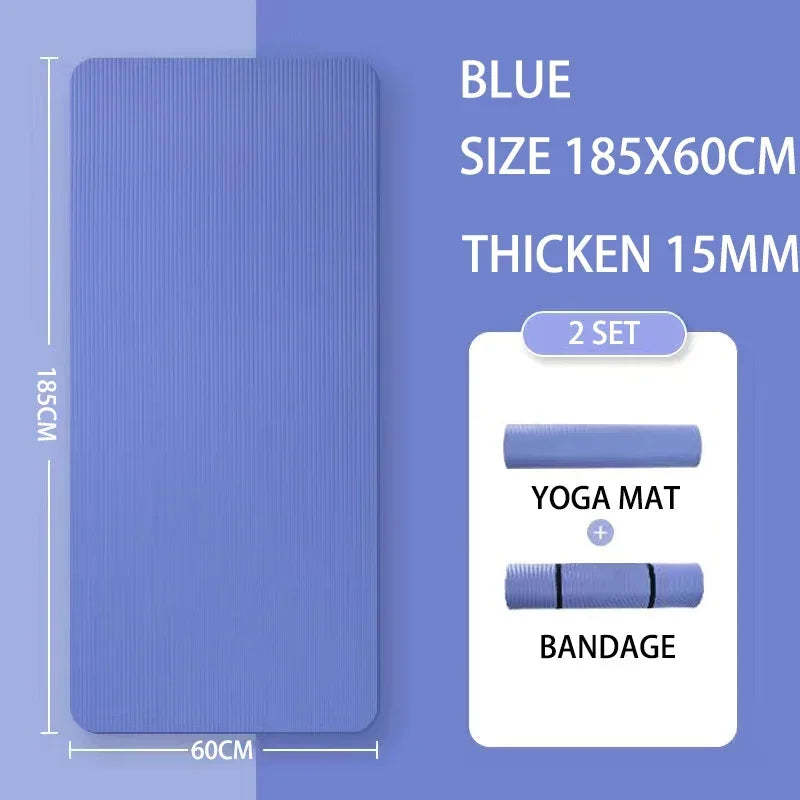 Extra Thick Yoga Mat - 15mm NBR Foam for Comfort & Support