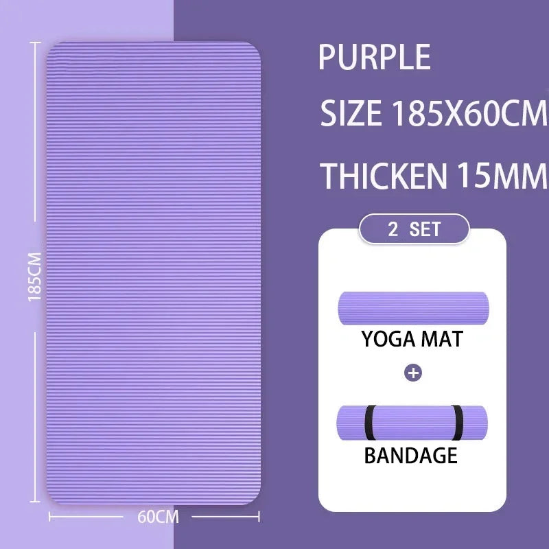 Extra Thick Yoga Mat - 15mm NBR Foam for Comfort & Support